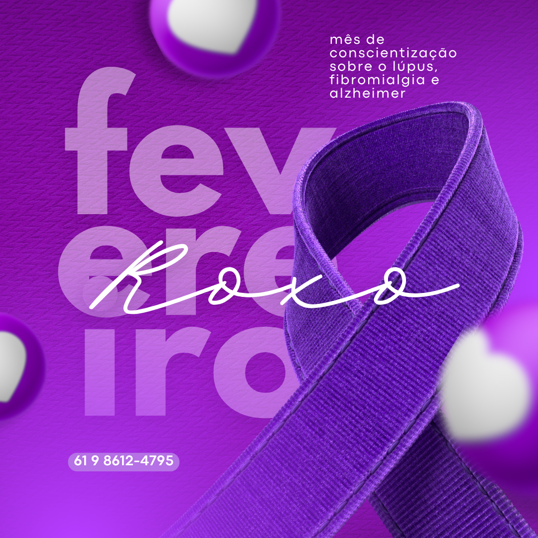 Instagram Post Fevereiro Roxo Simples Roxo, Lilás e Branco