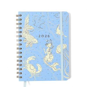 Agenda Planner Wire-o 2026 Origens Semanal Anotações A5 Áqua Azul