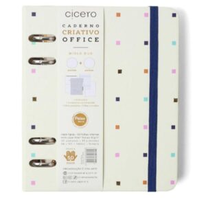 Caderno Criativo Argolado Office Duo Bossa Nova Pautado & Pontado A6 Pontos Off White, Cicero